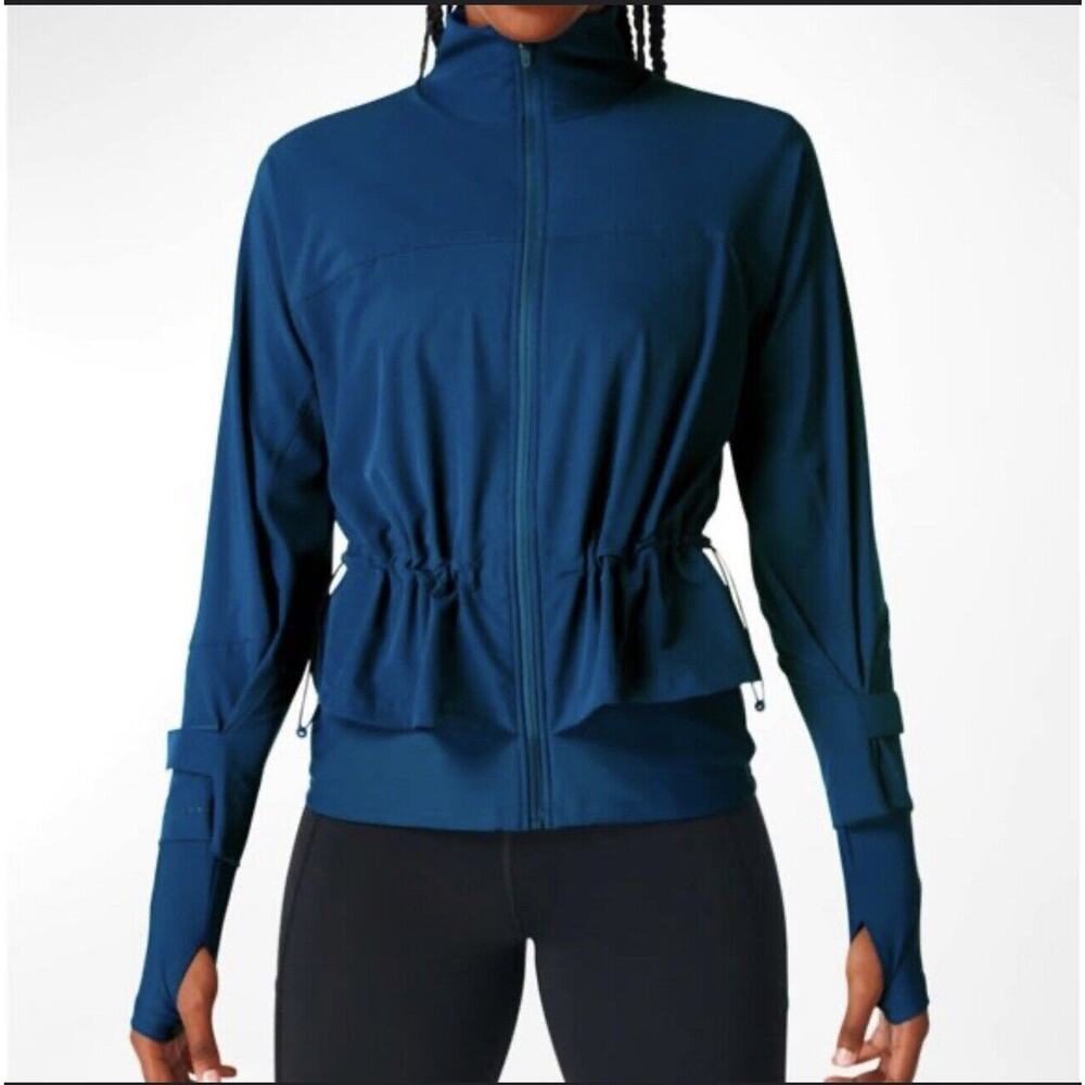 Sweaty Betty Fast Track Jacket Midnight Blue Layered Running Thumb Holes Small